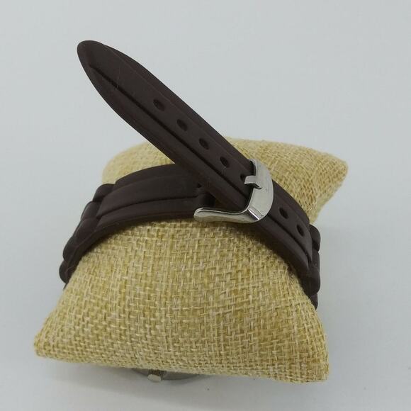 Geneva Chocolate Brown Wristwatch Zebra Animal Print Rhinestone Silicon Rubber - Picture 3 of 9